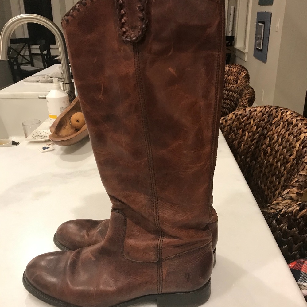 Frye Melissa Whip Tall Brown Riding Leather Boots
